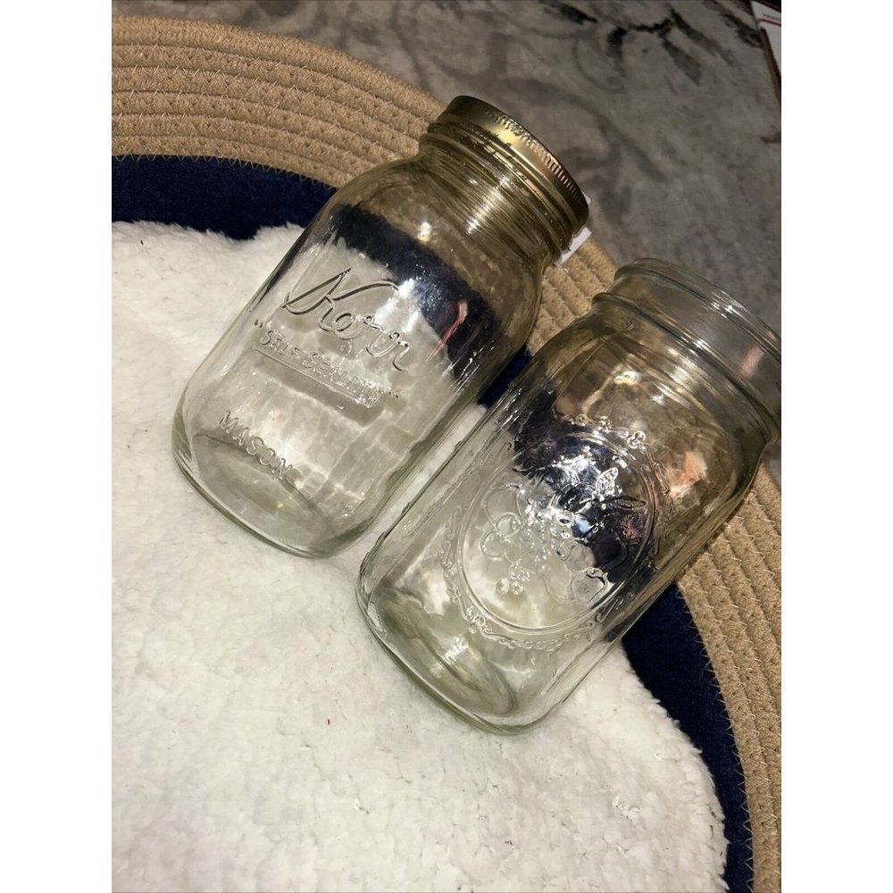 Ball Wide Mouth 32-Ounces Quart Mason Jars Golden Harvest No Lid Set of 2